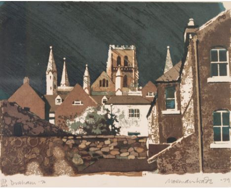 NORMAN WADE COLOURED LIMITED EDITION LITHOGRAPHIC PRINT 'Durham' Signed, dated (19)79, titled and numbered 132/200 in pencil 