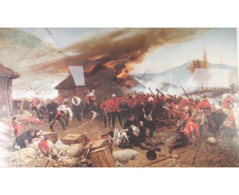 A LARGE COLOUR PRINT 'THE BATTLE OF RORKE'S DRIFT' 