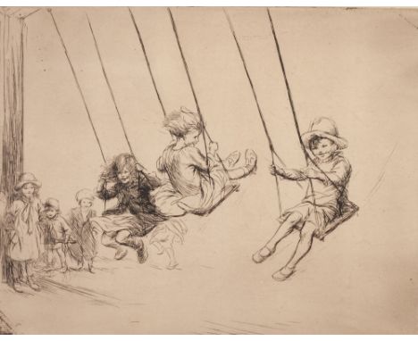 EILEEN ALICE SOPER (1906 - 1990) ARTIST SIGNED PROOF ORIGINAL ETCHING 'Swinging' 1927 Signed in pencil and labelled by John M