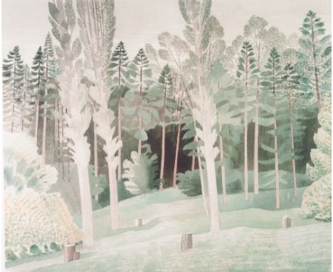 AFTER ERIC RAVILIOUS  LIMITED EDITION REPRODUCTION COLOUR PRINT 'Lombardy Poplars' Numbered 117/500, published 2007 17 3/4" x