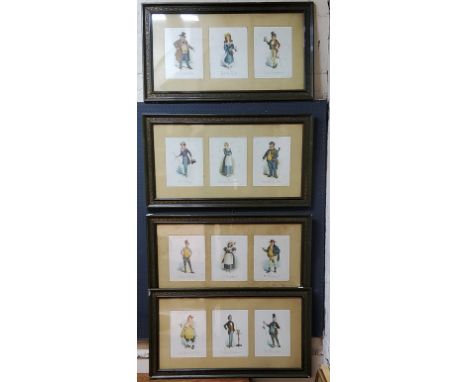Charles Dickens Characters, a set of twelve Dickensian characters,&nbsp; Old John Willet, Tommy Traddles, Mr Micawber, Mr Cru