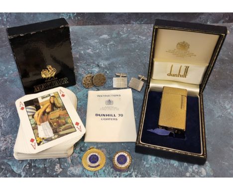 A Dunhill 70 goldplated lighter complete with original presentation box &amp; instructions; enamel gilt Royal Life Saving Soc