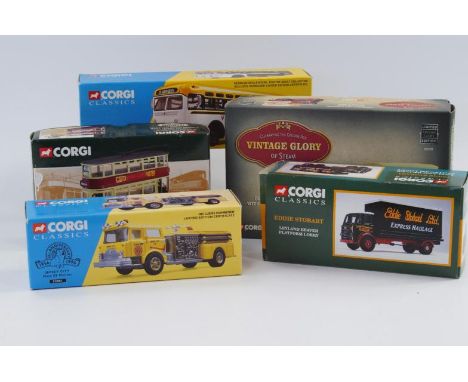 Diecast models, comprising Corgi Classics, fully closed tram, Leyland Beaver, etc, (5)