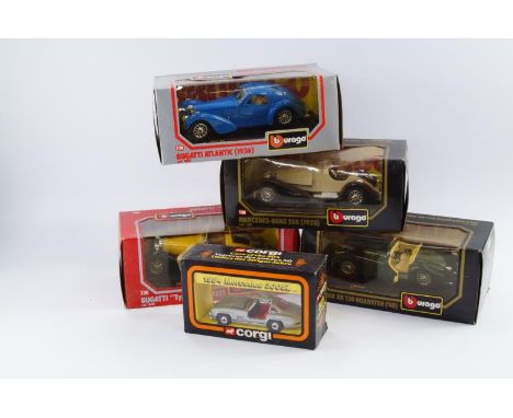 Diecast vehicles, comprising Burago and Corgi, (5)