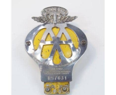 An Automobile Association of Rhodesia membership badge, Membership No R57631