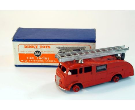 A Dinky Toys fire engine, with extending ladder, model no 555, boxed, 14cm long, (AF)