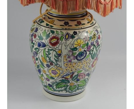 A large Poole Pottery ovoid lamp