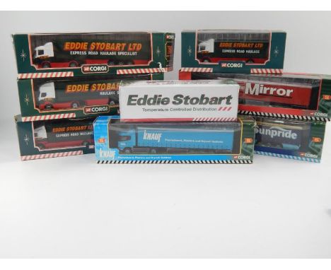 Diecast models, Corgi Eddie Stobart lorries including Volvo fridge trailer, etc, (13)