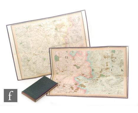 A cased set of five linen fold hunting ordinance folding sectional coloured maps of Oxfordshire and Gloucestershire, printed 