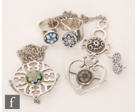 A small quantity of Caithness silver set jewellery to include two pendants and chains, two rings, a pair of earrings and a he