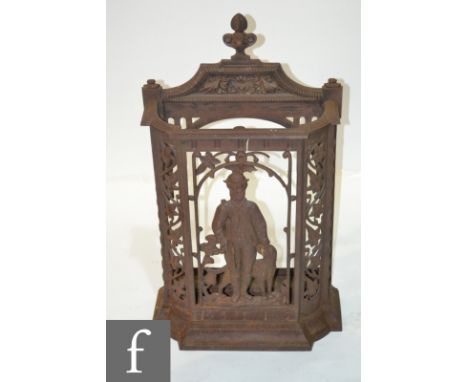 A 20th Century cast iron figural umbrella or stick stand on oval base, height 102cm