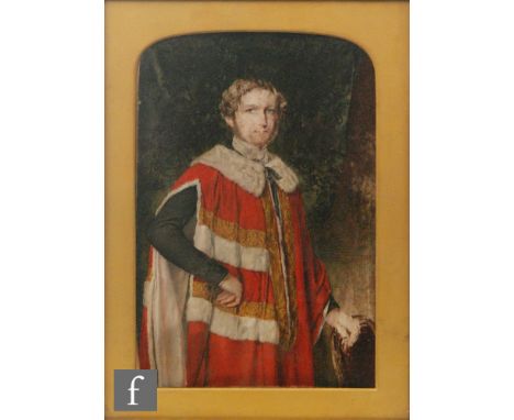 William Egley (1798-1870) - A painted miniature portrait of the Rt Honorable Lord Churchill in full ceremonial robes with det