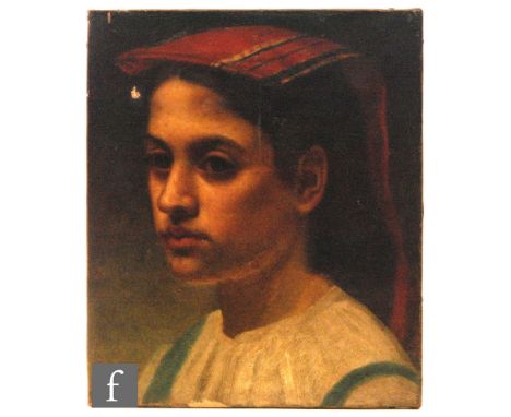 ENGLISH SCHOOL (LATE 19TH CENTURY) - Portrait of a Neapolitan peasant girl, bust length, oil on canvas, unframed, 36cm x 30cm