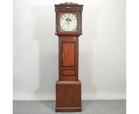 A George III oak cased longcase clock, the painted dial, signed William Preddy, Langport, having a thirty hour movement, 192c