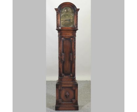 A 1920's oak cased grandmother clock, 174cm high