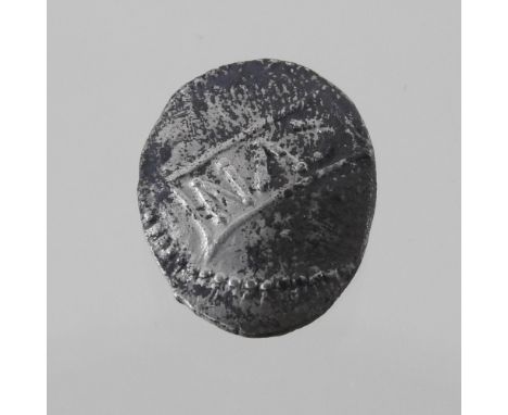 A Cunobelin 1st century AD silver coin, with a hunting dog, 14mm at widest point