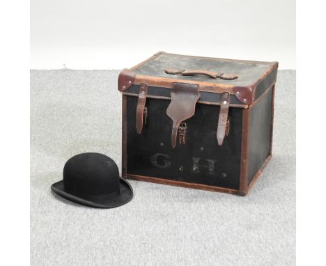 A gentleman's bowler hat, together with a trunk, 47cm