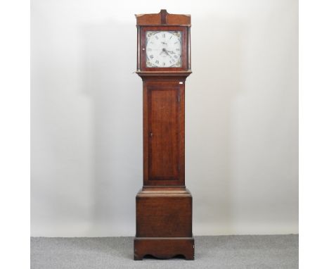 A George III oak cased longcase clock, the painted dial, signed Frances, having a thirty hour movement, 194cm high