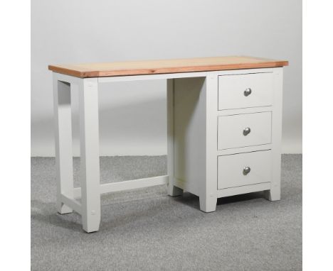 A modern light oak and cream painted desk, 120cm