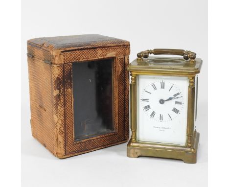 An early 20th century brass cased carriage clock, by Mappin &amp; Webb, 13cm high, cased
