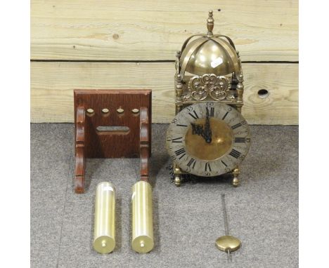 An 18th century style brass cased lantern clock, with bracket, 37cm high