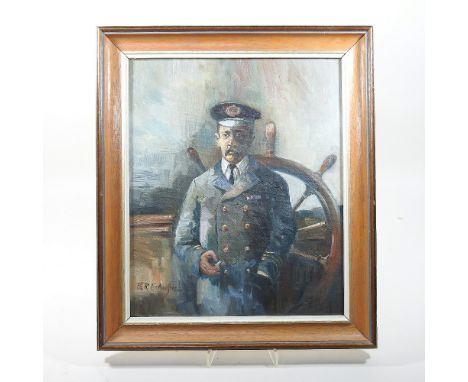 Brian Richard Entwistle, 20th century, portrait of a naval captain, signed, oil on board, 29 x 24cm