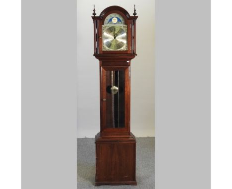 An oak cased long case clock, 195cm high