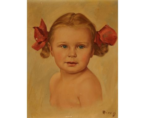 Bing, Maler des 20. Jh., Portrait eines kleinen Mädchens. Öl/Lwd. 29,5 x 24 cm, R