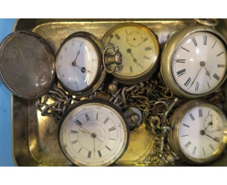SIX POCKET WATCHES, TO INCLUDE A PAIR CASED WATCH, VARIOUS WATCH CHAINS AND A BOOK, EVERYBODY'S WATCHESCondition Report:  Hun