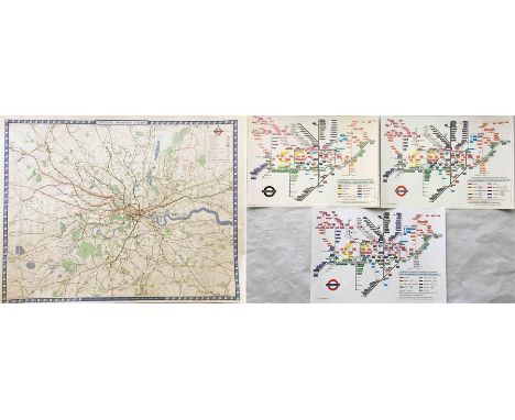 1950s London Underground PANEL POSTER "London's Railways" by B G Lewis, showing the Underground, bus & coach roads and Britis