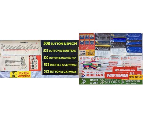 Large quantity of London Transport & other operators' PAPERWORK comprising PANEL TIMETABLES & STICKERS, DESTINATION STICKERS,
