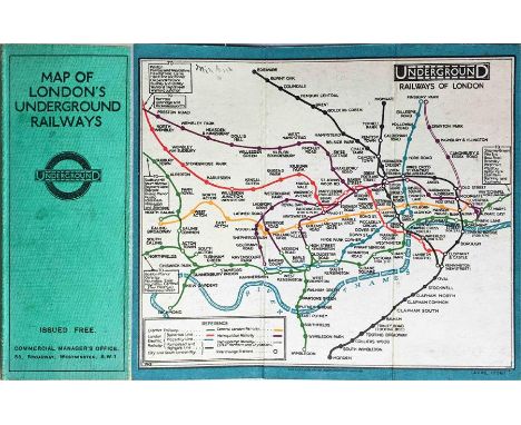 1926 London Underground linen-card POCKET MAP from the Stingemore-designed series of 1925-32. This is the third edition, date