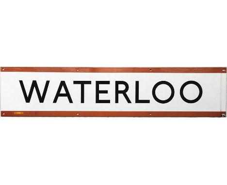 1950s/60s London Underground enamel FRIEZE PANEL from the Bakerloo Line platforms at Waterloo Station. Measures 41" x 9" (104