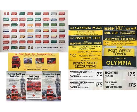 Selection of largely Routemaster-related London Transport POSTERS comprising 2004 horizontal double-royal '50 Years of Routem