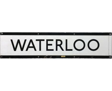 1950s/60s London Underground enamel FRIEZE PANEL from the Northern Line platforms at Waterloo Station. Measures 38.5" x 9" (9