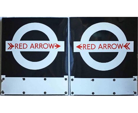 1960s London Transport enamel BUS STOP FLAG 'Red Arrow'. This is the very uncommon version which is for Red Arrow services on