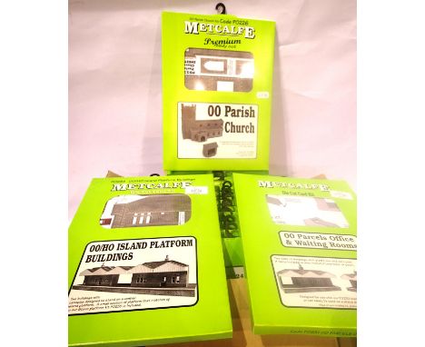 Fifteen Metcalfe OO scale card kits, including platforms, viaducts, church, parcels office etc. P&amp;P Group 3 (£25+VAT for 