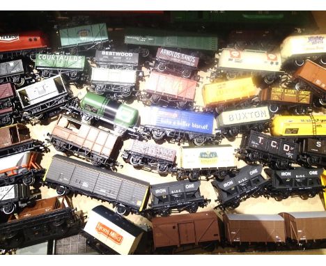 Forty five unboxed wagons, four wheel type and bogie, tankers, opens, PO brake, hoppers etc. P&amp;P Group 3 (£25+VAT for the