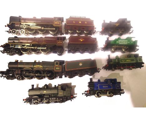 Eight unboxed steam locomotives; Bachmann - Pannier, Hornby - Winchester Castle, Princess Royal, Duke of Sutherland etc. P&am