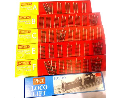 Hornby extension packs A, B, C, E and F and Peco loco lift. P&amp;P Group 2 (£18+VAT for the first lot and £3+VAT for subsequ