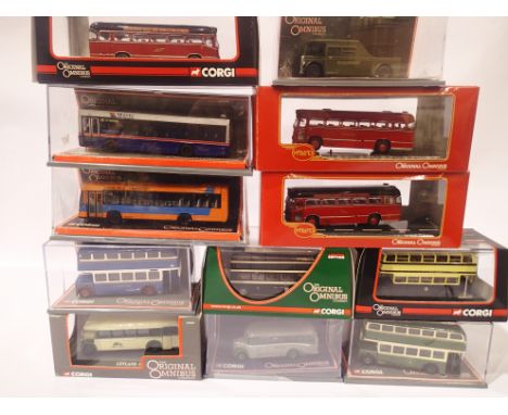 Twelve Corgi OOC buses and coaches. P&amp;P Group 3 (£25+VAT for the first lot and £5+VAT for subsequent lots) 