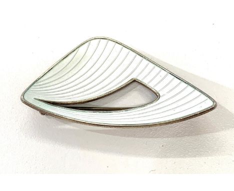 Norway silver and enamel modernist brooch, viking ship 