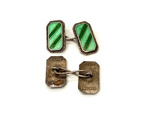 Vintage silver and enamel cufflinks 