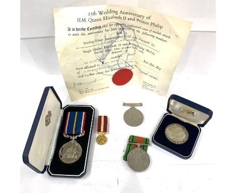 WW2 medals plus national service medal and silver wedding coin please see images for details 