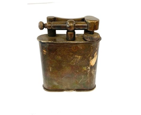 Large silver plated Dunhill lighter measures approx 10.5 by 8cm in original uncleaned condition please see images for details