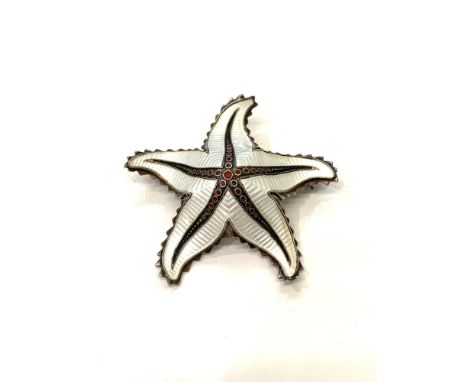 Vintage silver and enamel Ivar Holth Norway silver brooch 
