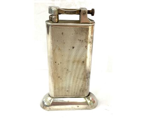 Large antique silver plated Dunhill table lighter measures approx 10.5cm please see images for details and condition 