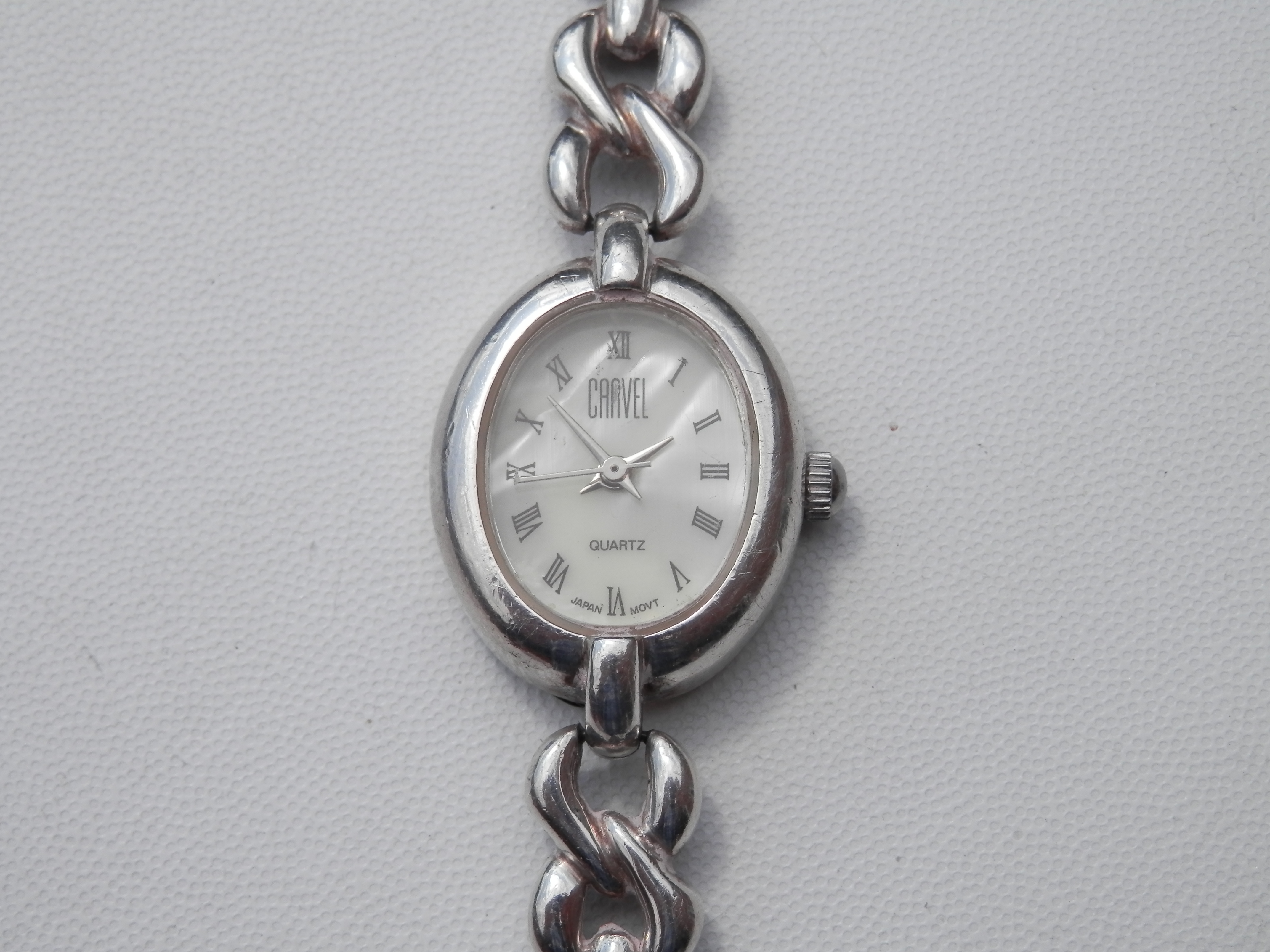 LADIES CARVEL SOLID .925 SILVER CASE & STRAP QUARTZ WATCH, SILVER ...