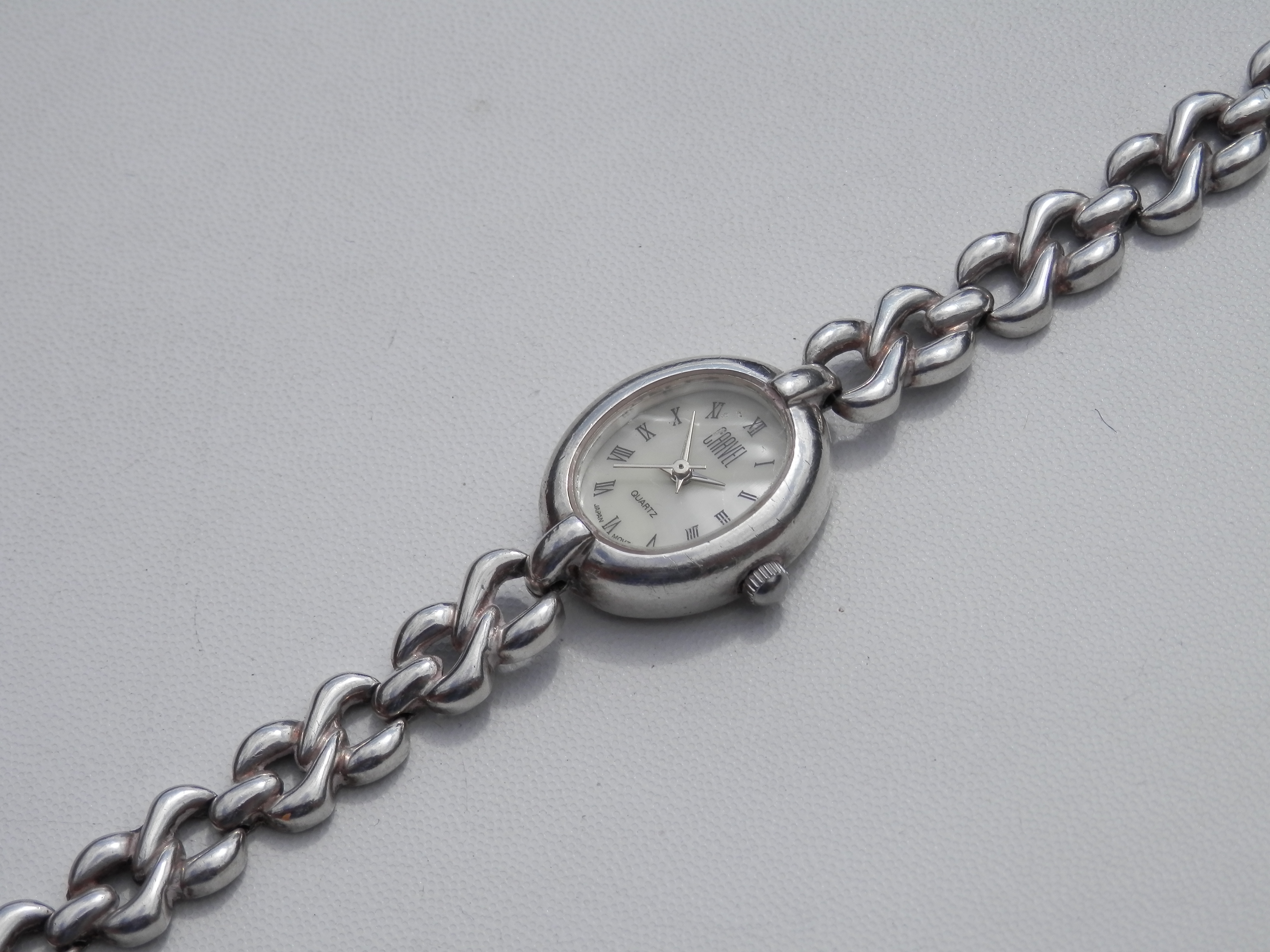 LADIES CARVEL SOLID .925 SILVER CASE & STRAP QUARTZ WATCH, SILVER ...