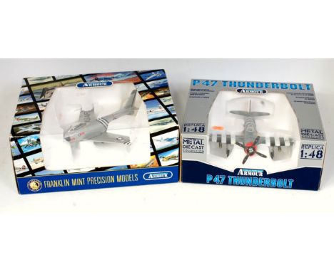 Franklin Mint Armour collection 1:48 USAF F86 Sabre (NM-BG) with another Armour collection 1:48 scale USAAF WWII Ace F Gabres